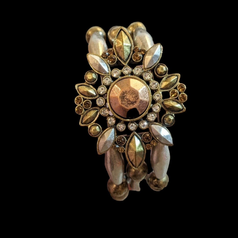 Lane Bryant Antique Copper and Silver Bracelet with Crystals